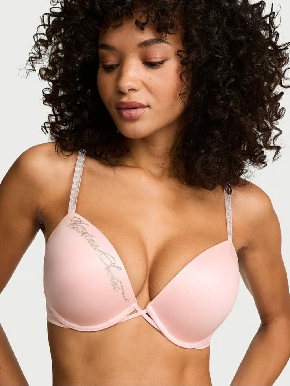 Victoria's Secret Very Sexy Shine Push Up Bra & Panty Set ANGEL PINK NWT